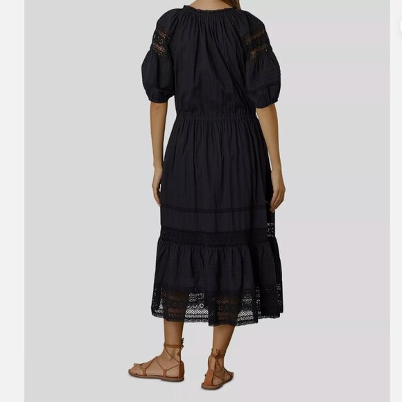 Velvet by Graham & Spencer Andy Short Sleeved Cotton Midi Dress Black S $239 - Picture 2 of 11